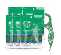 GUM Filo interdentale ritorto, filo interdentale, filo interdentale, manico facile da impugnare, 90 pezzi (confezione da 6)
