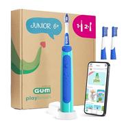 GUM Playbrush JUNIOR 6+ spazzolino elettrico | app di gioco interattiva | 2 modalità di spazzolamento | setole extra morbide | batteria a 8 settimane | 1x spazzolino sonico | 2 testine extra | Blu
