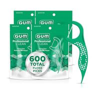 GUM Professional Clean Floss Picks - Extra forte Shred-Resistant Floss, Easy Grip Handle - Dental Flossers for Adults - Fresh Mint Flavor, 150 ct (4 pezzi)