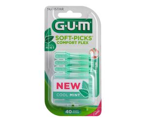 GUM Scovolino Soft-Picks Comfort Flex Punta Media Cool Mint, 40 scovolini