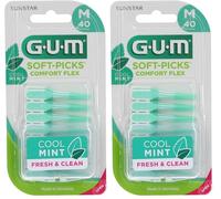 GUM Soft Picks Comfort Flex Mint Medium Interdentalbürsten, 40 pz Spazzole interdentali (Confezione da 2)