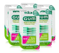 GUM SOFT-PICKS COMFORT FLEX Scovolini Interdentali in Gomma/Per Rimuovere Placca e Residui di Cibo/Morbido e Flessibile (M - [6x40])