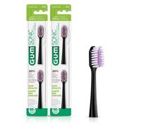 GUM Sonic - Ricariche per spazzolino elettrico, setole affusolate per pulire sotto il bordo gengivale, nero 2 ct (confezione da 2)
