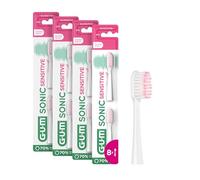 GUM SONIC SENSITIVE Testine di Ricambio per Spazzolino a Batteria | X4 Confezioni da 2 (X8 Testine di Ricarica in Totale) | Bianco