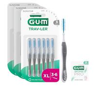 GUM TRAV-LER Scovolini interdentali | manico flessibile | pulizia profonda tra i denti e rimozione della placca | 2.0 mm, ISO 6 | Taglia XL | Confezione 3x6 (+ 1 campione omaggio)