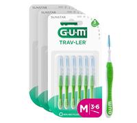GUM TRAV-LER Scovolini interdentali | manico flessibile | pulizia profonda tra i denti e rimozione della placca | 1.1 mm, ISO 3 | Taglia M | Confezione 3x6