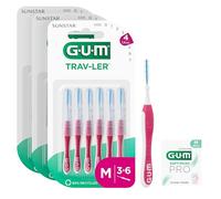 GUM TRAV-LER Scovolini interdentali | manico flessibile | pulizia profonda tra i denti e rimozione della placca | 1.4 mm, ISO 4 | Taglia M | Confezione 3x6 (+ 1 campione omaggio)
