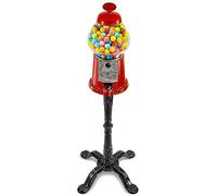 Gumball Bubble Machine - Dispenser per caramelle da 38 cm con supporto per 1,6 cm, in metallo rosso resistente con grande ciotola di vetro, ricarica facile da svitare, gratuito o a gettoni The Candery