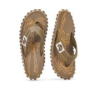 Gumbies Infradito Islander | Infradito classiche unisex in tela con suola in gomma riciclata e plantare in cotone, sagomate, leggere e comode per tutti i giorni, Foglia di palma cach, 14 Women/13 Men