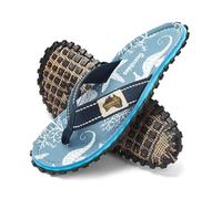 Gumbies Originals Blue - Flip Flops in materiali riciclati, suola robusta con pneumatici per auto riciclati, plantare morbido in tela di cotone, comoda barra in cotone, Seahorse, 44 EU