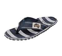 Gumbies Originals Blue - Flip Flops in materiali riciclati, suola robusta con pneumatici per auto riciclati, plantare morbido in tela di cotone, comoda barra in cotone, Deck Chair Stripe, 44 EU