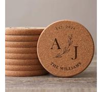 Gume Sottobicchieri Personalizzati in Sughero e Legno - Regalo di Nozze Con Incisione (Diametro 15 cm, 20 Pezzi)