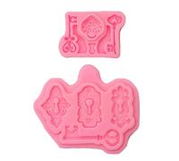 GUMEI 2Pcs Vintage Key Lock Cake Fondant Mold Kit Keyhole Stampi in Resina epossidica siliconica