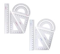 GUMEI 4 Pezzi di Materiale Scolastico da Disegno Set goniometro in Lega di Alluminio con Righello Triangolare Quadrato
