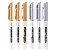 GUMEI 6Pcs Penna da Disegno in Resina epossidica con Vernice acrilica evidenzia Il Pennarello indelebile Metallico