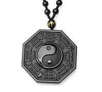 GUMEI Collana di Ossidiana Nera Cinese Ying Yang Otto diagrammi Gioielli con Ciondolo amuleto