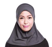 GUMEI Donna Musulmano Cotone Mini Hijab Sciarpa Testa di Colore Solido Copertura Completa Cappuccio Interno Arabo Islamico Wrap Scialle Turbante Cappello Copricapo