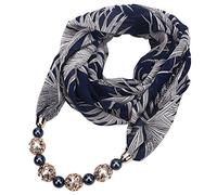 GUMEI Donna Stampa Floreale Sciarpa Collana in Chiffon Ciondolo Gioielli Copricapo Hijab Morbido