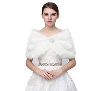 GUMEI Scialle Bianco Puro Elegante Caldo Scialle di Pelliccia Sintetica da Sposa Avvolgere Peluche da Sposa Cappotto Corto Fata Accessori per Il Matrimonio