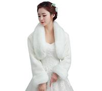 GUMEI Scialli E Coprispalle da Sposa da Donna Vintage Bianco Peluche Avvolgente da Sposa Stola Scialle Manica Lunga da Sera Festa Mantella Coprispalle Principessa Ispessita Giacca da Sposa Calda