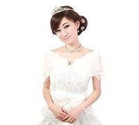 GUMEI Scialli e Stole per Donna Matrimonio Bianco Elegante Multistrato Scialle in Tulle Strass Coprispalle da Sposa Seersucker Cappotto Corto Fata Accessori da Matrimonio