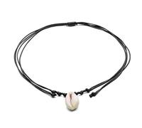 GUMEI Summer Beach Collana con Conchiglia di ciprea Collana Fatta a Mano con Tessuto Boho Hawaii Sea Beach Girocollo