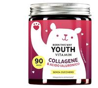 Gummies al Collagene & Acido Ialuronico Born This Way Youth Vitamins - Antiossidanti Bellezza - Collagene, Acido Ialuronico, Vitamina C, E, CoQ10 - 90 pezzi, Senza Zucchero, Bears with Benefits