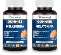 Gummies Melatonina - Integratore per il Sonno - Con Melatonina 1mg - Camomilla e Passiflora - Addormentamento Rapido - Rilassamento - Caramelle per Dormire - Gusto Mela - 27 Gummies - Vitarmonyl