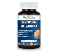 Gummies Melatonina - Integratore per il Sonno - Con Melatonina 1mg - Camomilla e Passiflora - Addormentamento Rapido - Rilassamento - Caramelle per Dormire - Gusto Mela - 27 Gummies - Vitarmonyl