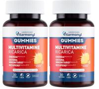 Gummies Multivitamine Ricarica - Integratore Difese Immunitarie - Multivitaminico per l'Energia e il Recupero - Caramelle Gommose al Gusto Limone - 10 Vitamine e Zinco - 30 Gummies - Vitarmonyl