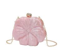 GUMMMY Borsa da banchetto Fiore Multicolore Acrilico Bag Fresca E Dolce Stile Frizione Borsa Da Sera, Starlight Polvere, Taglia unica