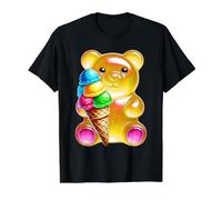 Gummy Bear Candy Ice Cream Cone Giallo Maglietta con Stampa Grafica Economica
