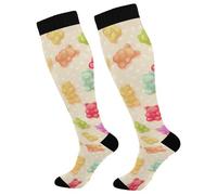 Gummy Bears Calze Antitrombo Traspiranti Calze Compressione Calzini Alti Sono Per Atletica Escursioni Trekking Infermiera 1 Paio 50Cm