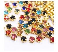 Gumney 100 strass rotondi da cucire, 7 mm, in metallo, con retro piatto, per borse, vestiti, scarpe, cappelli, accessori fai da te, mix casuale, artiglio dorato