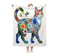 Gumntun Coperta Matrimoniale Pile 220x240 cm Gatto Colorato (Giovane), Coperta Tutte Le Stagioni Multifunzionale, Microfibra Morbido Durevole e Caldo per Divano o Letto Matrimoniale_B16091