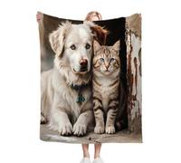 Gumntun Coperta Matrimoniale Pile 220x240 cmCane E Gatto, Coperta Tutte Le Stagioni Multifunzionale, Microfibra Morbido Durevole e Caldo per Divano o Letto Matrimoniale_20623a