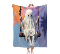 Gumntun Coperta Pile Matrimoniale 240 x 260 Adolescente Fantasma Bianco, Morbida Coperte per Letto Matrimoniale, Traspirante Delicato sulla pelle Soffice e Calda Coperta Pile per Adulti