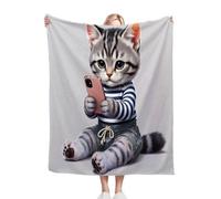 Gumntun Coperta Pile Piccola 130x150 cm Gatto Animato Per Bambini, Coperta per Divano Sedia di Microfibra, Coperta in Pile di Flanella Singolo per Letto Divano Viaggi Campeggio_B16250