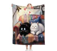 Gumntun Coperta Pile Piccola 130x150 cm Gatto Animato Per Bambini, Coperta per Divano Sedia di Microfibra, Coperta in Pile di Flanella Singolo per Letto Divano Viaggi Campeggio_B15986