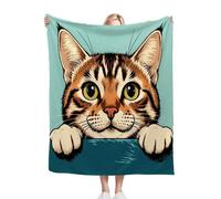 Gumntun Coperta Pile Piccola 130x150 cm Gatto Blu, Coperta per Divano Sedia di Microfibra, Coperta in Pile di Flanella Singolo per Letto Divano Viaggi Campeggio_B15482