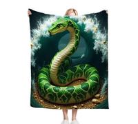 Gumntun Coperta Plaid Matrimoniale 180x200 Serpente Verde, Microfibra Morbido Durevole e Caldo 3D Stampa Peluche, Soffice Coperta in Flanella per Il Tempo Libero Sedia