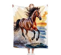 Gumntun Coperta Plaid Matrimoniale in Pile 150x200 cm Cavallo 3D Per Giovani, Coperta Tutte Le Stagioni Multifunzionale, Microfibra Morbido Durevole e Caldo per Divano o Letto_B16413