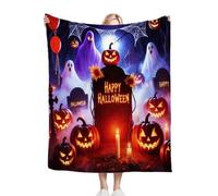 Gumntun Coperta Plaid Matrimoniale in Pile 150x200 cm Cimitero di Halloween, Coperta Tutte Le Stagioni Multifunzionale, Microfibra Morbido Durevole e Caldo per Divano o Letto