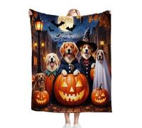Gumntun Coperta Plaid Matrimoniale in Pile 240x260 cm Cane di Halloween, Coperta in Flanella con Stampa 3D, Morbida Delicato Sulla Pelle Plaid da Letto per Bambini Adulti