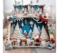 Gumntun Copripiumino Matrimoniale 240x220 cm Babbo Natale e Renna, Parure Morbida Copripiumini In Microfibra pour Decorazioni Interni, 3D Stampa Biancheria da Letto con 2 Federe 50x80 cm