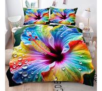 Gumntun Copripiumino Matrimoniale 240x220 cm Fiore Tromba Colorato, Parure Morbida Copripiumini pour Decorazioni Interni, 3D Stampa Biancheria da Letto con 2 Federe 50x80 cm_24121a