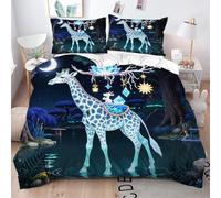 Gumntun Copripiumino Matrimoniale 240x220 cm Giraffa Animata, Parure Morbida Copripiumini pour Decorazioni Interni, 3D Stampa Biancheria da Letto con 2 Federe 50x80 cm_B11717