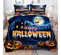 Gumntun Copripiumino Matrimoniale 240x220 cm Notte di Halloween, Parure Morbida Copripiumini In Microfibra pour Decorazioni Interni, 3D Stampa Biancheria da Letto con 2 Federe 50x80 cm
