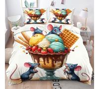 Gumntun Copripiumino Matrimoniale 240x220 cm Topo Blu, Parure Morbida Copripiumini In Microfibra pour Decorazioni Interni, 3D Stampa Biancheria da Letto con 2 Federe 50x80 cm