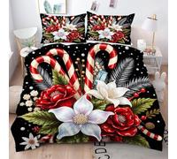 Gumntun Copripiumino Matrimoniale 240x220 cm Zucchero Filato Natalizio, Copripiumino 200x200 in Microfibra per Coppia Adulti, 3 Pezzi Set Di Biancheria Da Letto con Cerniera e 2 Federe 50x80 cm